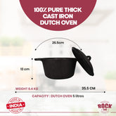 ROCK TAWA DUTCH OVEN 5 LITS IN PRE-SEASONED CAST IRON SKILLET